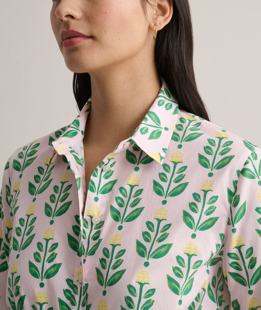 Stretch Cotton Block Print Evelina Shirt Dress - FINAL SALE