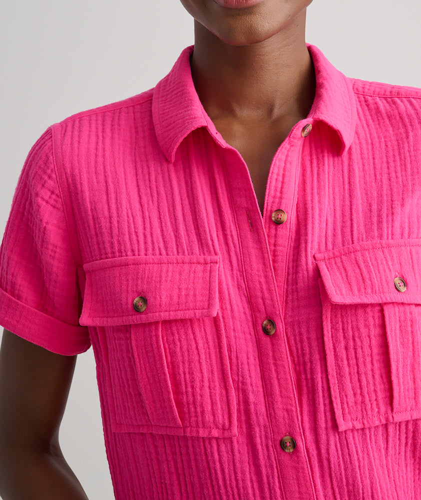 Cotton Gauze Short-Sleeve Jodi Shirt