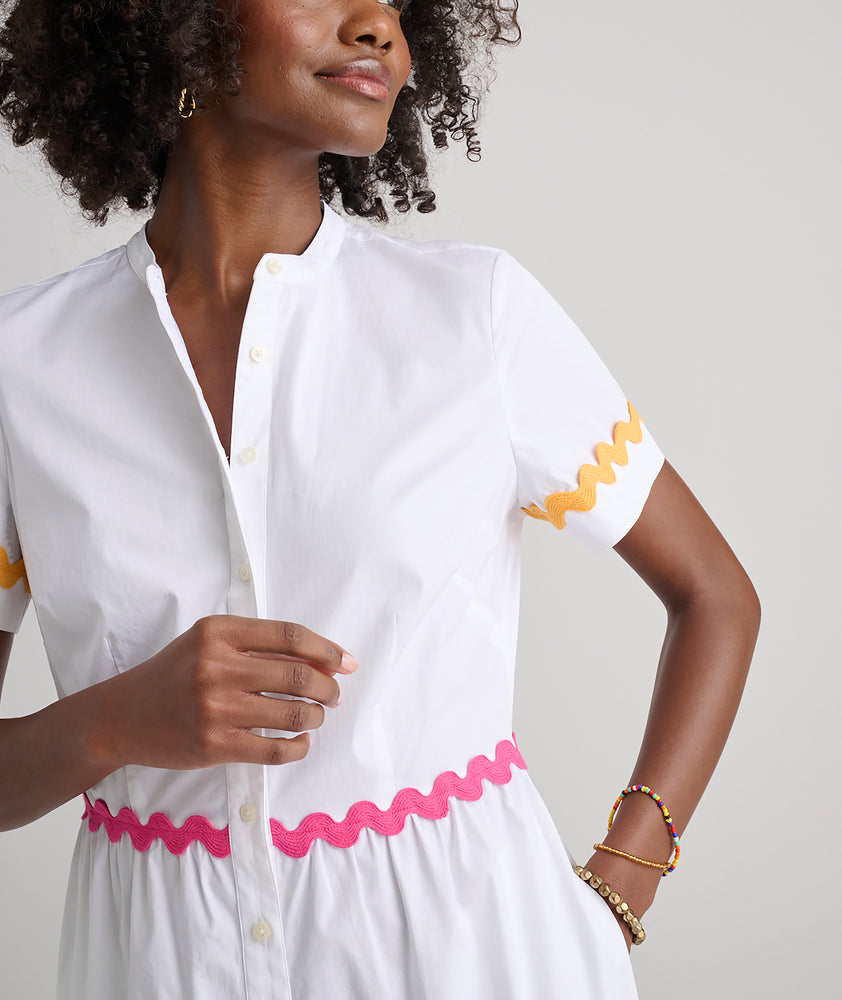 Stretch Cotton Ric Rac Tiered Justine Dress